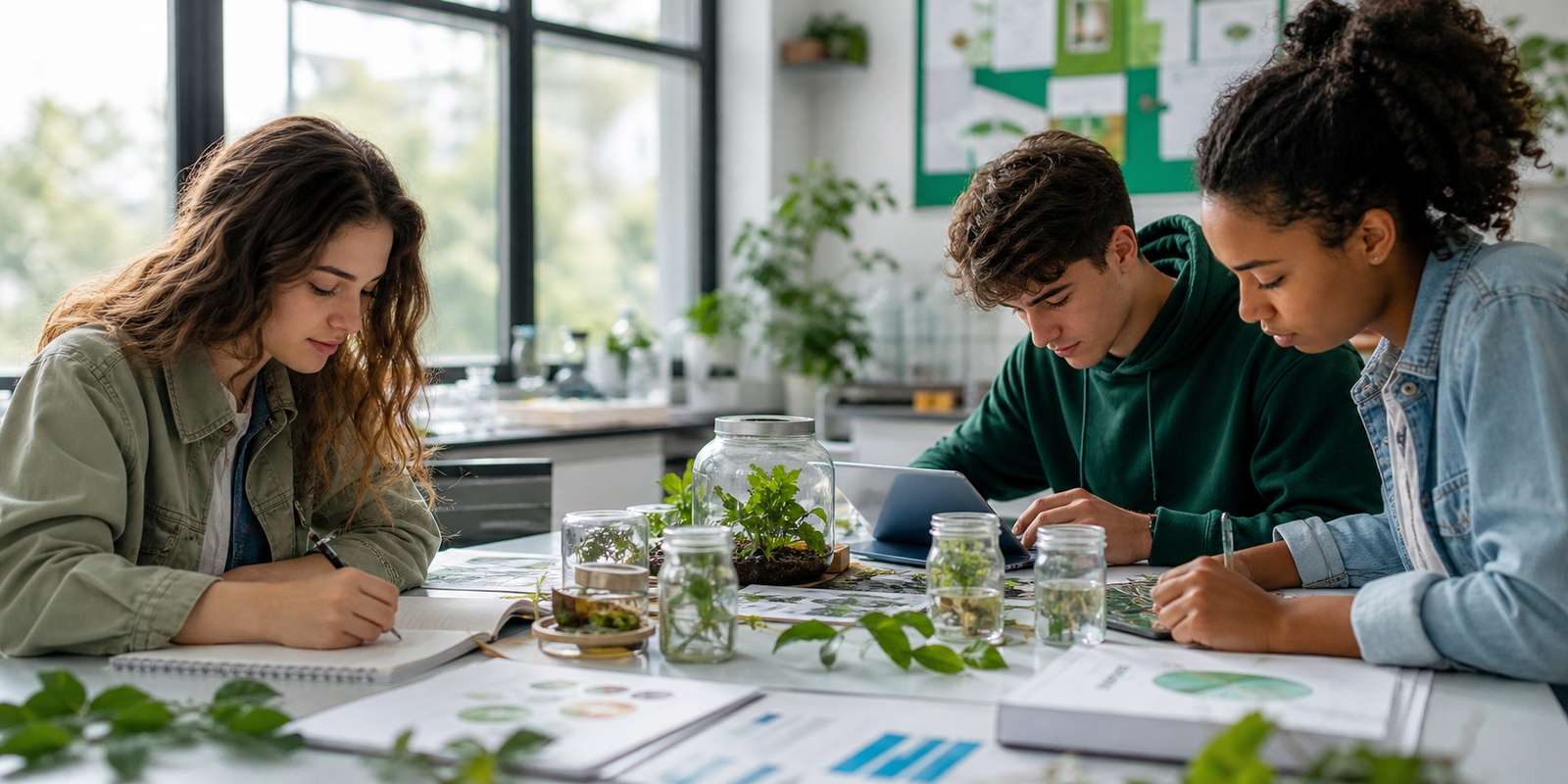 Students studying environmental science
