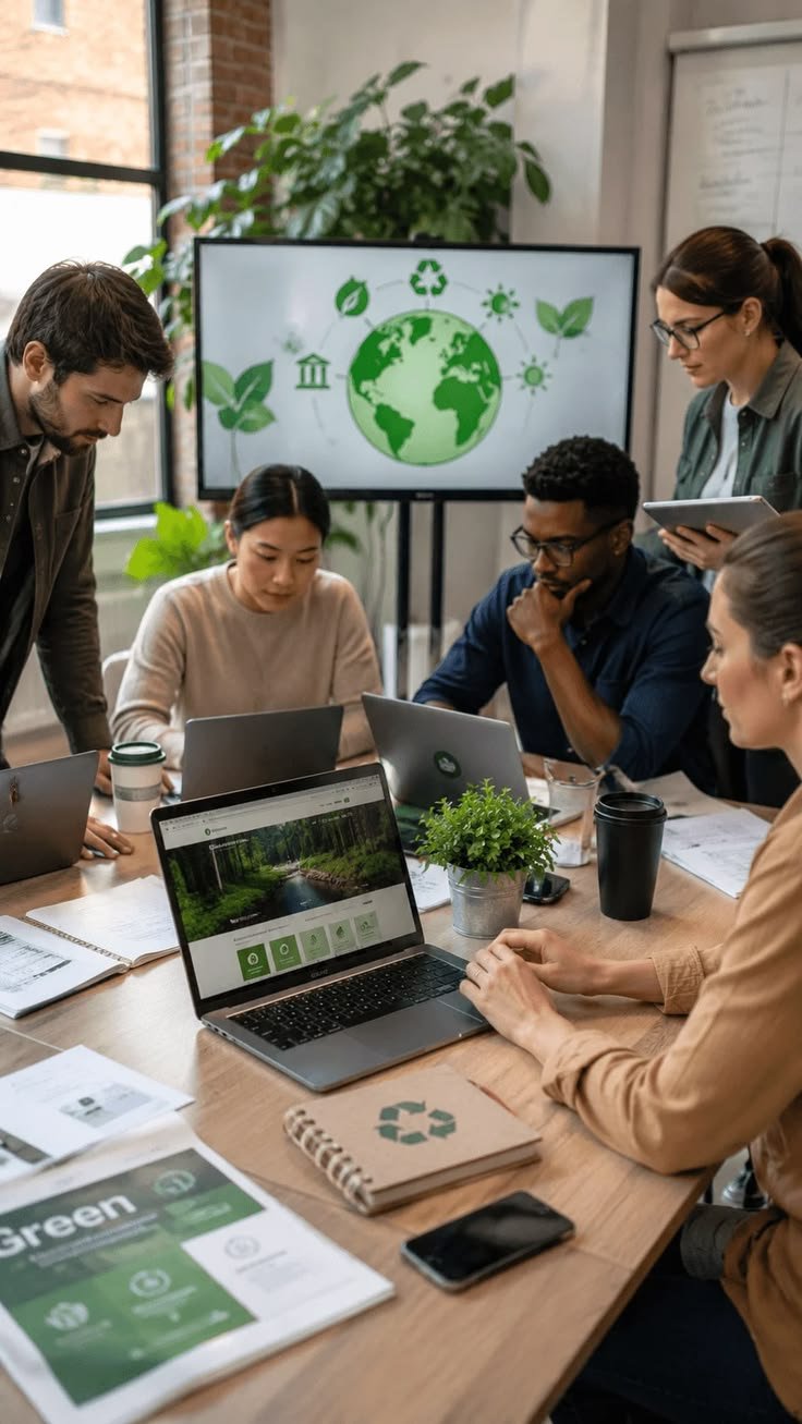 Youth interns collaborating online for environmental conservation activism