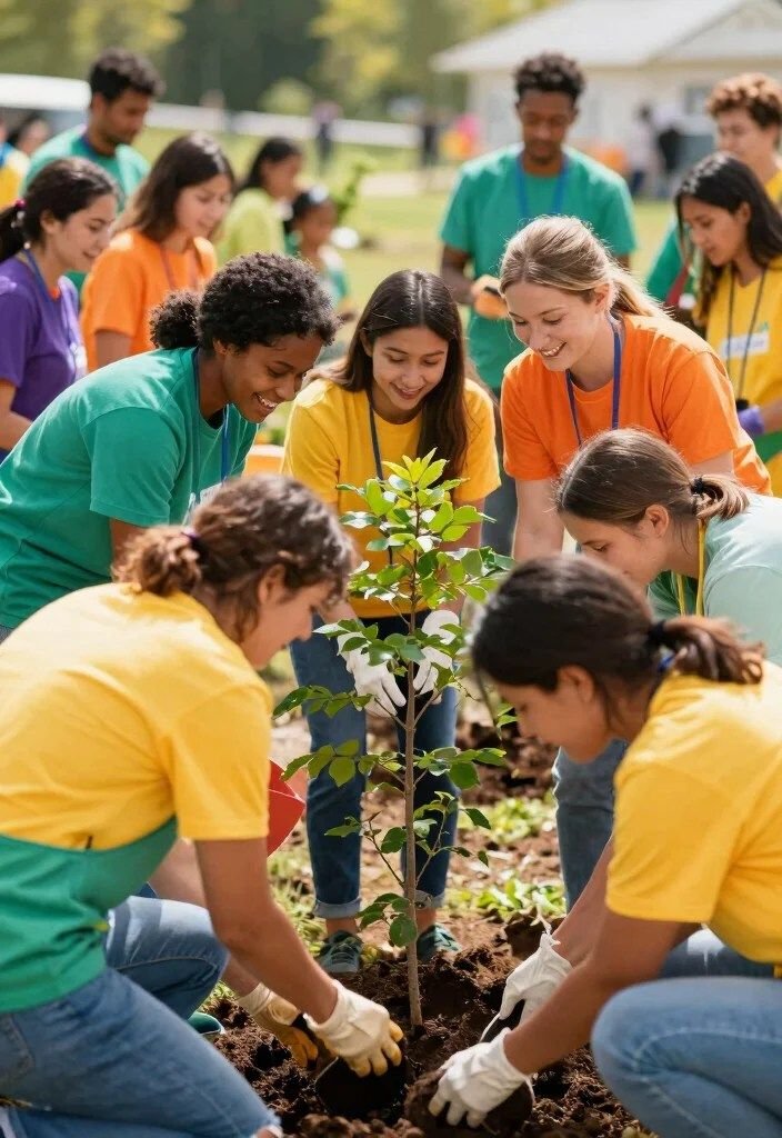 Youth leaders conducting a community environmental project through Roots and Shoots