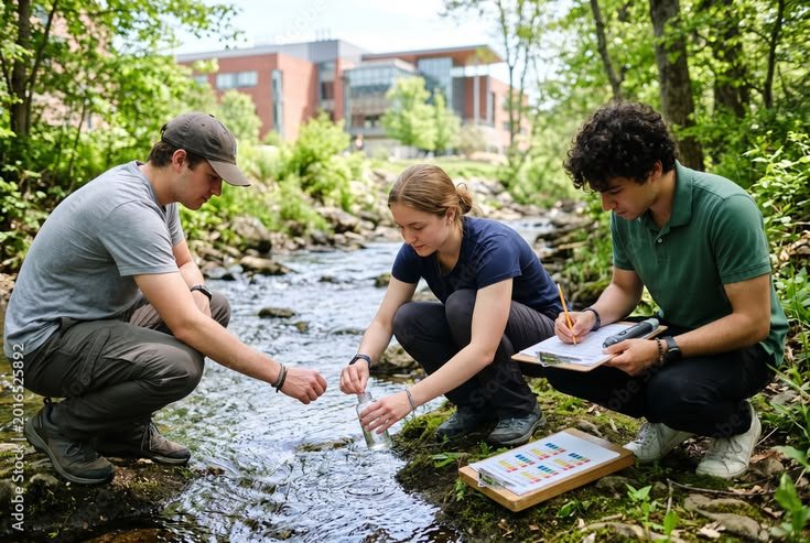 Youth volunteers collecting water quality samples for EarthEcho International