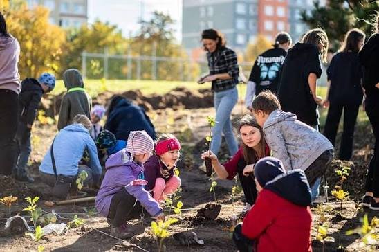 Young learners exploring nature